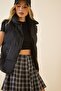 Women's Black Turtleneck Puffer Vest CI00040
