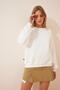 Women's Ecru Raised Basic Sweatshirt BF00052