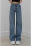 Fit Ess Blue Women's Loose Lycra 90's Non-Fading Fabric Super High Waist Wide Leg Denim Palazzo Pants - 2