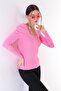 Women's Pink Sleeve Pleated Gathered Princess Sleeve Square Collar Blouse Sweater - 6