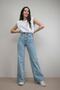 Women's Blue Snow Washed Lycra Super High Waist Wide Leg Jean