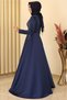Zen Satin Evening Dress Navy Blue - Design - Fsc2131 - 4