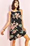 Women's Black Camel Multi Patterned Backless Dress 30981001 - 3