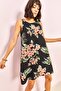 Women's Black Camel Multi Patterned Backless Dress 30981001 - 4