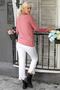 Women's Pink Round Neck Long Sleeve Appliqued Regular Oversize Casual Viscose Knitted Blouse - 2