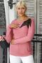 Women's Pink Round Neck Long Sleeve Appliqued Regular Oversize Casual Viscose Knitted Blouse - 3