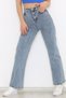 Blue Lycra High Waist Wide Leg Jean Loose Wide Leg Jeans - 4