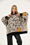 Cat Printed Poncho Sweater