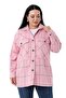 Large Size Herringbone Woven Pink Jacket Shirt with Big Pocket Detail on the Chest - 4