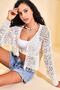 Women's Ecru Tasseled Seasonal Crop Cardigan - 2