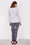 Women's Light Gray Polar Bear Themed Long Sleeve Pajama Set - 6
