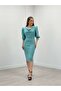 Crepe Fabric Degaje Collar Pencil Dress - Mint Green - 2