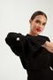 Cufflinks Stone Detailed Blouse Black - 2