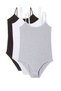 Women's Snapback Bodysuit with 3 Rope Straps Black White Gray