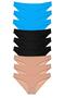 9 Pieces Super Eco Set Lycra Women's Slip Panties Black Skin Blue