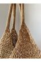 Women's Mink Color Handmade Paper String Lined Knitted Daily Shoulder Bag - Mink - 3