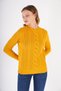 Women's Mustard Hair Braided Crew Neck Wool Sweater Knitted Knitwear Sweater Trist-6133