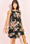 Women's Black Camel Multi Patterned Backless Dress 30981001