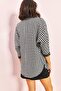 Women's Black and White Single Pocket Patterned Houndstooth Shirt 743 40041030 - 2