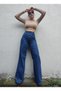 Flechazo Dark Blue Lycra High Waist Wide Leg Jean Loose Wide Leg Jeans