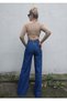 Flechazo Dark Blue Lycra High Waist Wide Leg Jean Loose Wide Leg Jeans - 4