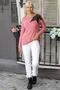 Women's Pink Round Neck Long Sleeve Appliqued Regular Oversize Casual Viscose Knitted Blouse - 4