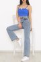 Blue Lycra High Waist Wide Leg Jean Loose Wide Leg Jeans