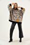 Cat Printed Poncho Sweater - 3