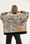 Cat Printed Poncho Sweater - 5