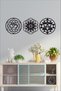 Sacred Geometry 3'L Set Sri Yantra, Lotus Flower, Flower of Life Wall Decor, Painting - 4