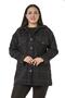 Large Size Houndstooth Woven Black Jacket Shirt with Big Pocket Detail on the Chest - 4