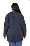 Large Size Navy Blue Jacket Shirt with Big Pocket Detail on the Chest - 3