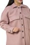 Plus Size Low Sleeve Big Pocket on the Chest Side Slit Boucle Powder Jacket Shirt - 6