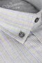 Men's Gray Striped Long Sleeve Classic Cut Collar Buttoned Shirt - 2