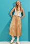 Women's Beige Pleated Midi Lark Skirt ALC-X9237 - 4