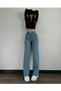 Fit Ess Blue Women's Loose Lycra 90's Non-Fading Fabric Super High Waist Wide Leg Denim Palazzo Pants - 4
