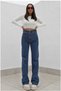 Blue Women's Loose Lycra 90's Super High Loose Leg Denim Palazzo Trousers - 4