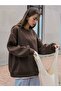 Arid Mountain Printed Brown Oversize Sweatshirt - 3