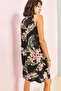 Women's Black Camel Multi Patterned Backless Dress 30981001 - 5