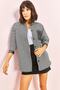 Women's Black and White Single Pocket Patterned Houndstooth Shirt 743 40041030 - 3