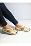 High Wedge Heeled Inside and Outside 100% Genuine Leather Cream Sandals - 2