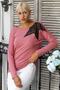 Women's Pink Round Neck Long Sleeve Appliqued Regular Oversize Casual Viscose Knitted Blouse