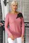 Women's Pink Round Neck Long Sleeve Appliqued Regular Oversize Casual Viscose Knitted Blouse - 7