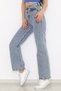 Blue Lycra High Waist Wide Leg Jean Loose Wide Leg Jeans - 3