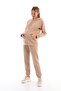 Milk Brown Maternity and Maternity Hooded Sweatshirt Tracksuit Set - 3