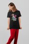 Women's Black Kingfisher Printed Standard t-shirt T1978094