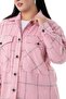 Large Size Herringbone Woven Pink Jacket Shirt with Big Pocket Detail on the Chest - 5