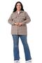 Large Size Low Sleeve Pocketed Mink Women's Jacket Shirt with Fringed Placket and Garnish Inside - 2