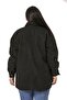 Plus Size Low Sleeve Big Pocket on the Chest Side Slit Boucle Black Jacket Shirt - 3