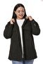 Plus Size Low Sleeve Big Pocket on the Chest Side Slit Boucle Black Jacket Shirt - 4